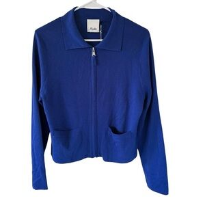 Allude NEW Zip Virgin Merino Wool Cardigan in Blue